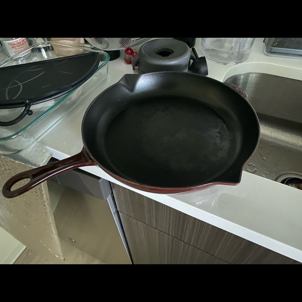 Staub Made in France enamel cast iron frying pan 12”